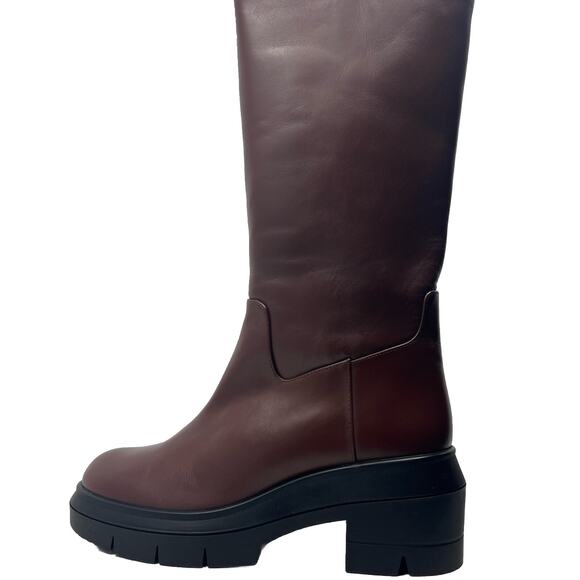 Stuart Weitzman Women's Nora Block Heel Boots 37 6.5 mahogany brown - Picture 3 of 9